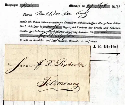 Bayern 1838, Fuhrmannsbrief v. München n. Tittmoning