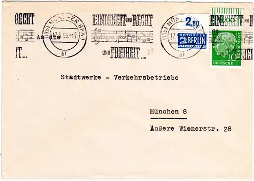 BRD 1955, Politik Propaganda Maschinen Stempel auf Brief v. München