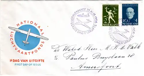 NL 1954, Jugend u. Luftfahrt kpl. auf FDC