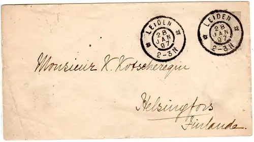 NL 1897, 12 1/2 C. Ganzsache Brief v. LEIDEN n. Finnland