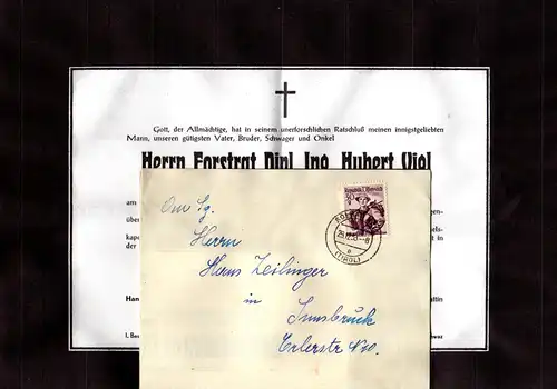 Österreich 1953, 30 G. auf Falt Trauer Brief v. St. Pölten