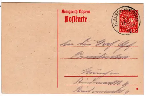 Bayern 1919, FELDKIRCHEN b. WESTERHAM, klarer K1 auf 10 Pf. Ganzsache 
