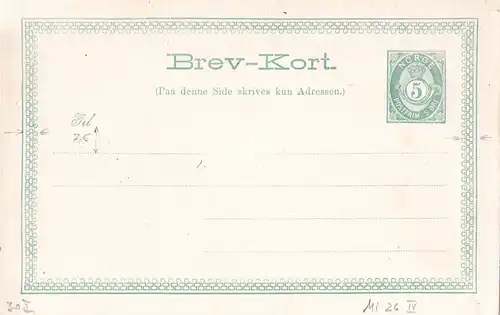 Norwegen, ungebr. 5 öre Ganzsache m. Variante in guter Erhaltung