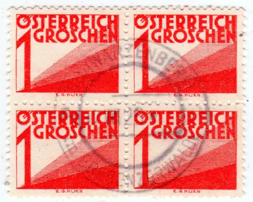 Österreich, 4er-Block 1 Gr. Porto m. zentr. Stpl. SCHWARZENBERG im BREGENZERWALD