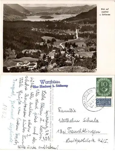 Blick auf Josefstal u. Schliersee, 1952 gebr. sw-AK
