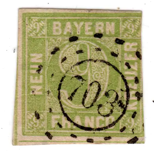 Bayern 5, 9 Kr. m. klarem oMR 703 WERTACH (Schwaben)