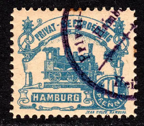 Hamburg Hammonia 1888, Verkehrsmittel, gest. 10 Pf. Lokomotive