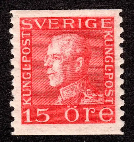 Schweden 179 I WA **, postfrische 15 öre Gustav V. 2seitig gezähnt