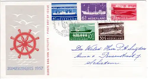 NL 1957, Schiffe kpl. auf FDC