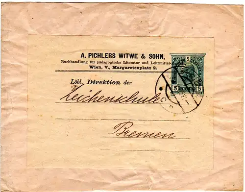 Österreich 1905, ab Wien gebr. 5 H. Privatganzsache A. Pichlers Witwe & Sohn
