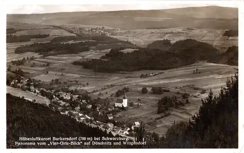 DR 1941, Landpost Stpl. BURKERSDORF über Bad Blankenburg auf sw-AK m. 6 Pf.