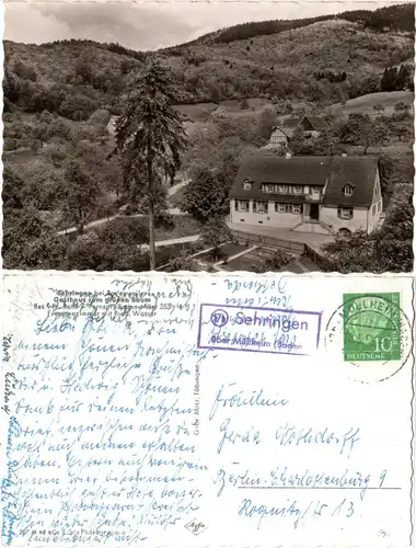 Sehringen, Gasthaus zum Grünen Baum, 1956 gebr. sw-AK m. Landpost Stempel