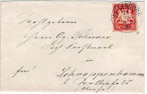 Bayern 1898, K1 WEISENDORF auf Brief m. 10 Pf. n. Schnappenhammer b. Wallenfels