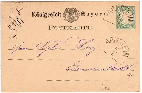 Bayern 1878, HKS ARNSTEIN auf 5 Pf. Ganzsache n. Immenstadt