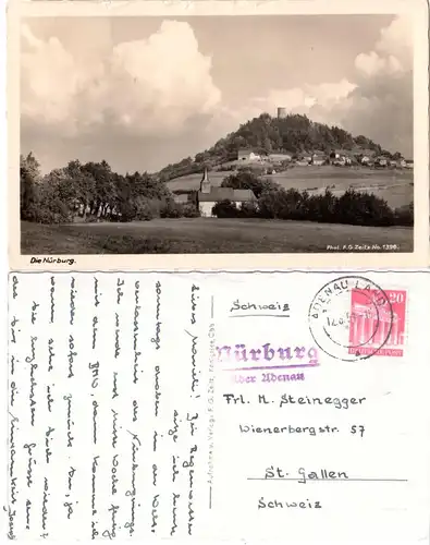 Landpost Stpl. NÜRBURG über Adenau auf 1951 gebr. sw-AK  