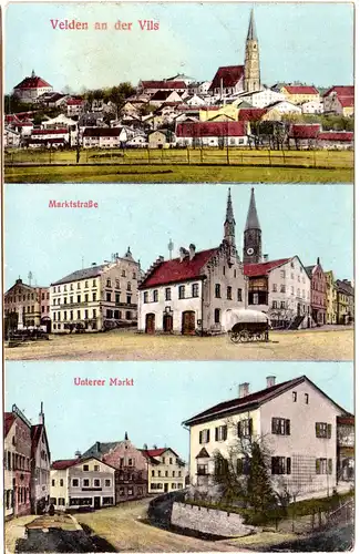 Velden a.d. Vils, 1922 gebr. Farb-Mehrbild-AK