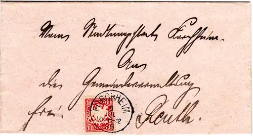 Bayern 1889, 10 Pf. auf Brief v. K1 FORCHHEIM n. Reuth