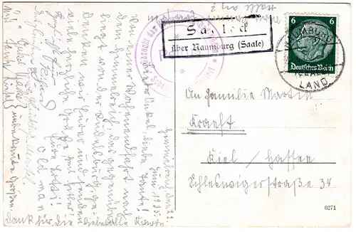 DR 1935, SAALECK über Naumburg, Landpost Stpl. auf sw-AK 
