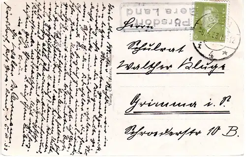 DR 1933, PÖRSDORF Gera Land, Landpost Stpl. auf  AK m. 6 Pfg.