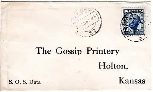 Marokko 1951, Tanger Correo Espanol 75 C. auf Brief n. USA