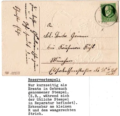 Bayern 1917, Reservestempel STRASSKIRCHEN b. Straubing R auf Karte m. 5 Pf. 