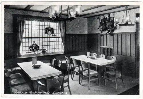 Lüdenscheid, Hotel Turk, Hamburger Stube, 1951 gebr. sw-AK