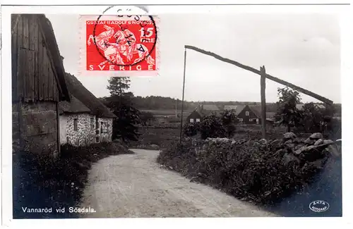 Schweden, VANNARÖD vid SÖSDAL m. Bauernhöfen, m. 15 öre n. Island gebr. sw-AK