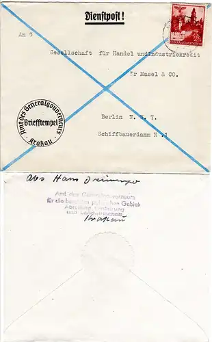 Generalgouvernement 1943, 24 Pf. auf Dienstpost des Generalgouverneurs v. Krakau