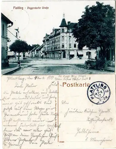 Bayern 1917, Reservestempel PLATTLING 2 R auf Feldpost-AK