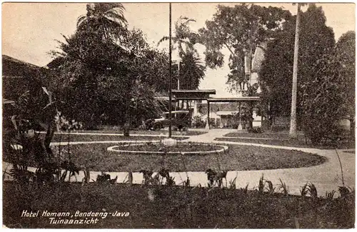 NL Indien, Bandoeng Java, Hotel Homann m. Oldtimer, ungebr. sw-AK