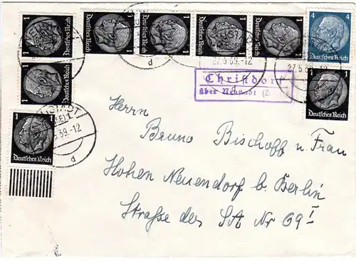 DR 1939, Landpost Stpl. CHRISTDORF über Neustadt auf Brief m. 4+8x1 Pf.