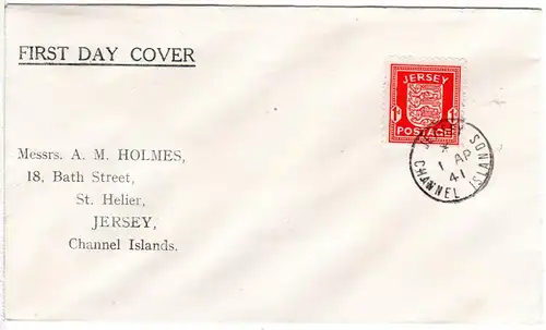 Jersey 1941, 1d auf FDC 