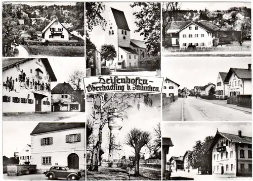 Deisenhofen Oberhaching m. Gasthaus, Geschäft u. Gebäuden, gebr. sw-AK 