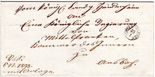 Bayern, Fingerhut Stpl. GUNZENHAUSEN klar auf Brief n. Ansbach.