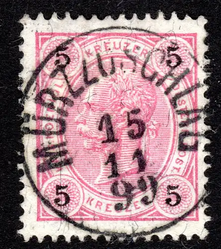 Österreich, MÜRZZUSCHLAG, klarer u. zentr. Steiermark-K1 auf 5 Kr.