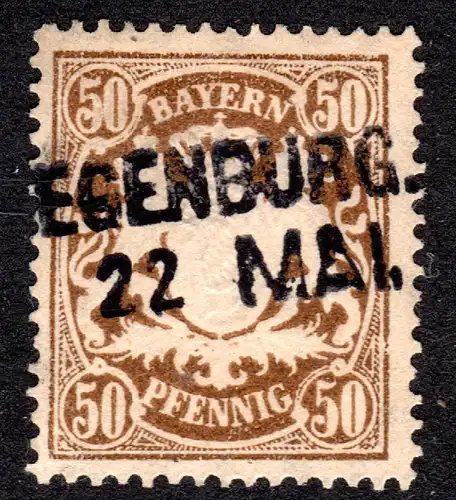 Bayern, L2 Aushilfsstempel SIEGENBURG auf 50 Pf. braun. 