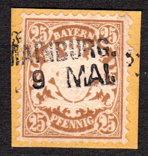 Bayern, L2 Aushilfstempel Mainburg auf Briefstück m. 25 Pf.