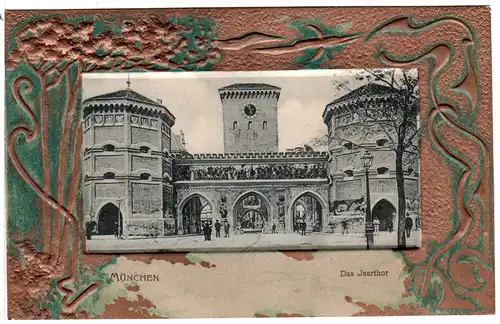 München, Isartor, attraktiv gestaltete ungebr. Prägekarte