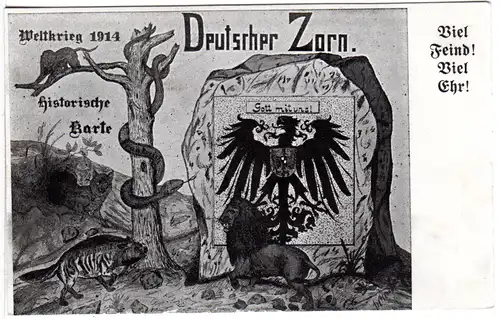 WK I, Deutscher Zorn, Viel Feind! viel Ehr! Ungebr. sw-AK