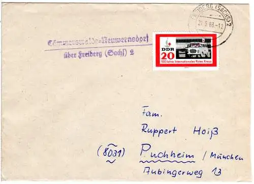 DDR 1963, Landpost Stpl. Cämmerswalde=Neuwernsdorf auf Brief m. 20 Pf.