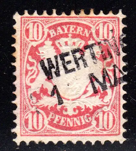 Bayern, L2-Aushilfsstempel WERTINGEN auf 10 Pf.