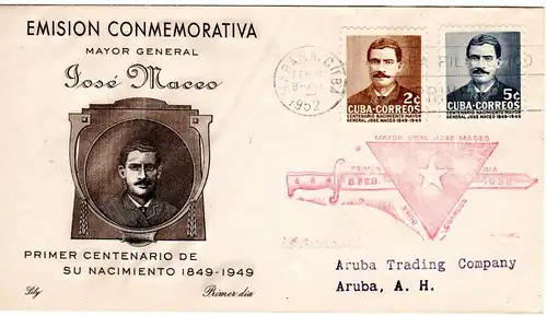 Cuba 1952, 2+5 C. José Maceo auf FDC