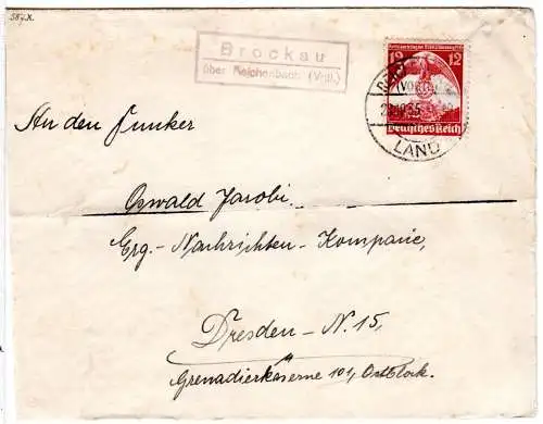 DR 1935, Landpost Stpl. BROCKAU über Reichenbach auf Brief m. 12 Pf.
