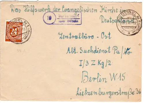 1947, Landpoststempel 10 BERBERSDORF über Döbeln auf Brief m. 24 Pf.