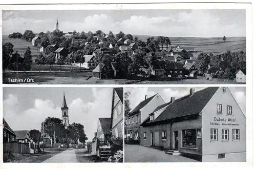 Tschirn m. Bäckeriei L. Wolf, 1956 gebr. sw-AK