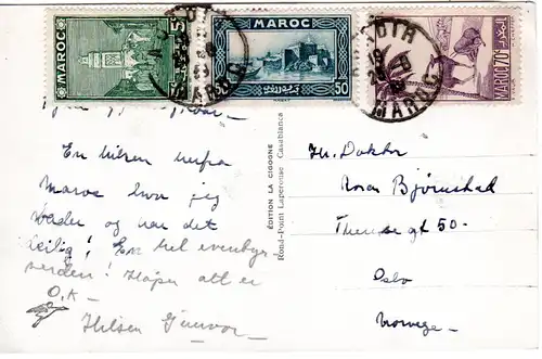 Marokko, Aoroir, Fischer am Strand, 1939 n. Norwegen gebr. sw-AK