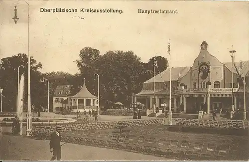 Regensburg, Oberpfälzische Kreisausstellung, 1933 gebr. sw AK m. Restaurant