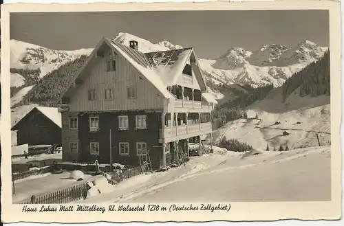 Mittelberg Kl. Walsertal, Haus Lukas Matt, ungebr. sw-Foto AK