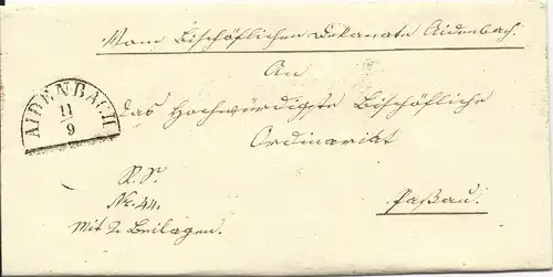 Bayern, HKS AIDENBACH auf Brief n. Passau