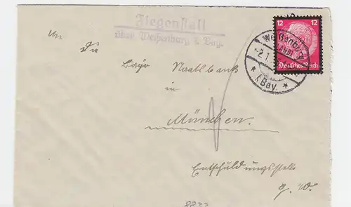 DR 1935, Fiegenstall über Weissenburg, Brief m. Landpost St.II Stpl. #2769